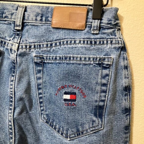 Vintage Y2K Tommy Hilfiger Women's Blue Boot Cut Logo Pocket Pants Jeans Size 6 - Picture 3 of 6